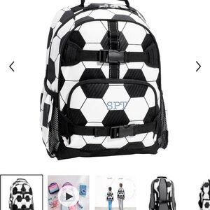 Pottery Barn Kids Soccer-Print Black and White Backpack